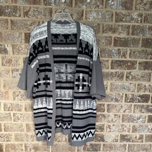 Charlotte Russe Women's Size Small Open Cardigan Black Grey White